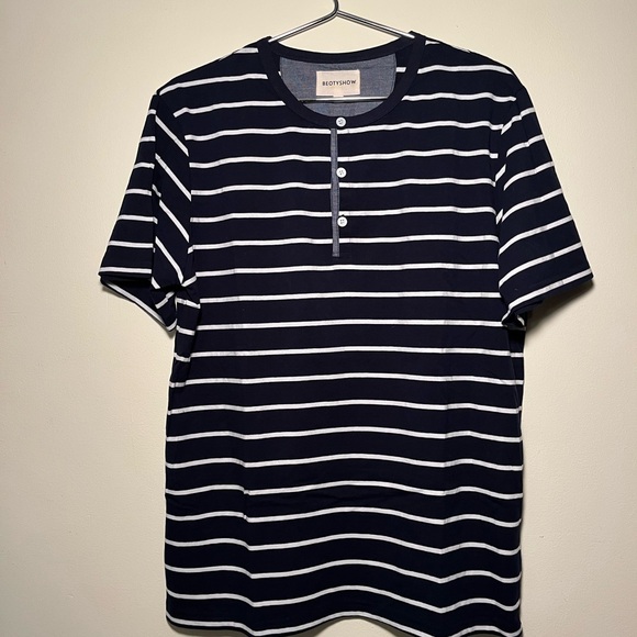 Men's Navy Striped Shirt - Picture 1 of 3